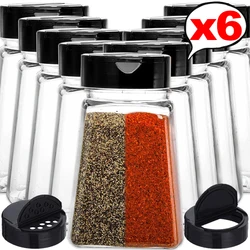 1/6x Transparent Seasoning Jars with Shaker Lids Spice Salt Pepper Shaker Container Bottle BBQ Powder Bottles Kitchen Storage
