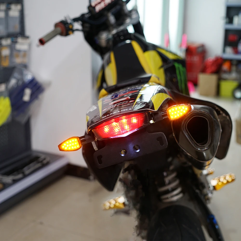 Motorcycle LED Turn Signal Indicator Light Rear Brake Light License Plate Holder For Suzuki DRZ400S 2000-2024 DRZ400SM 2005-2024 image 3