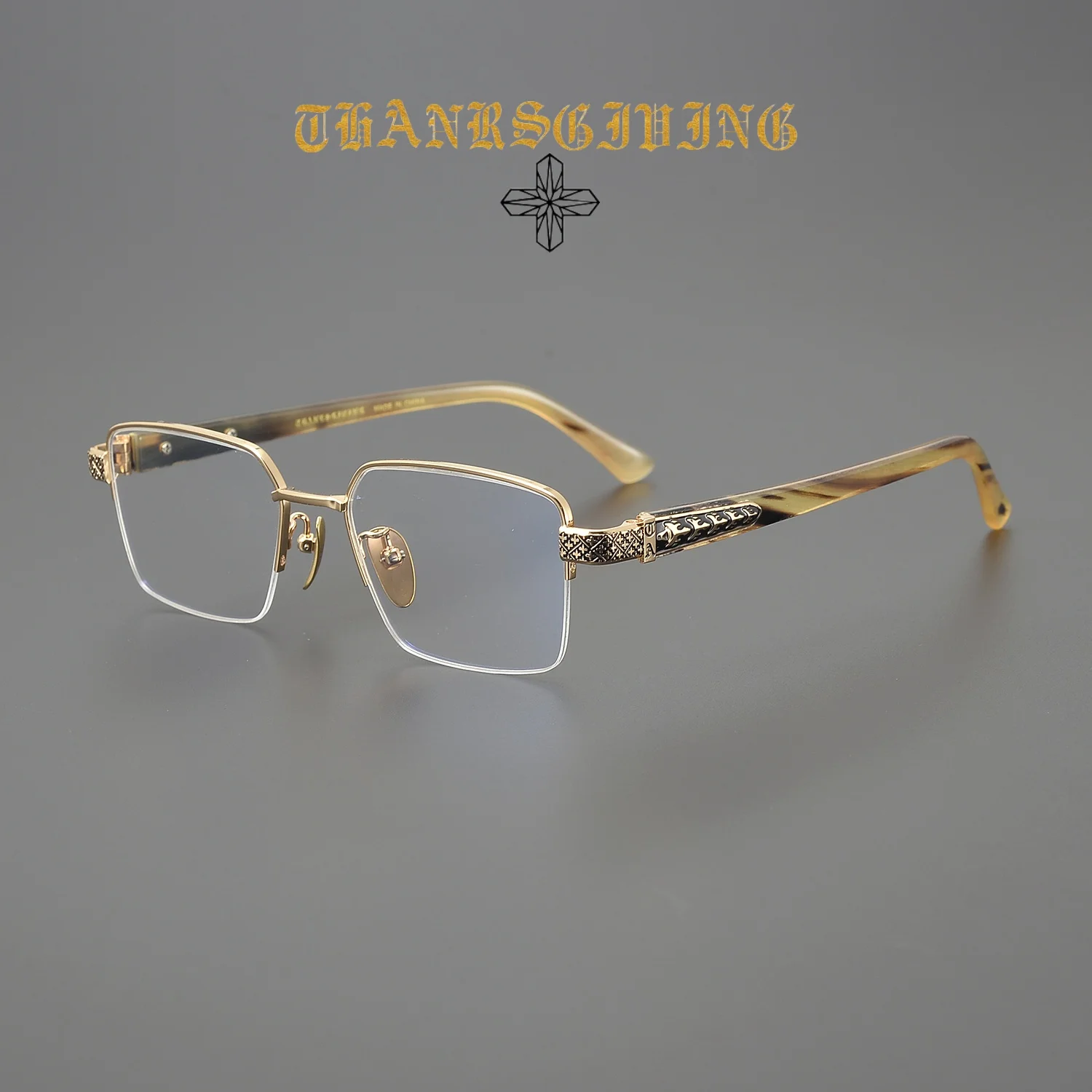 Top Handmade Horn Prescription Glasses Frame Designer Half Frame Square Classic Retro Fashion Luxury Glasses for Men and Women