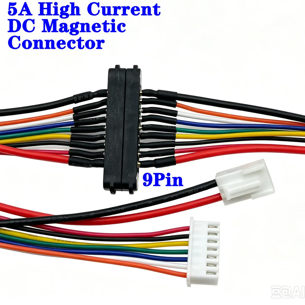 4Pair 5A 9Pin Waterproof High Current Magnet Suction Spring Pogo Pin Male Female Probe DC Power Charging Magnetic Connector