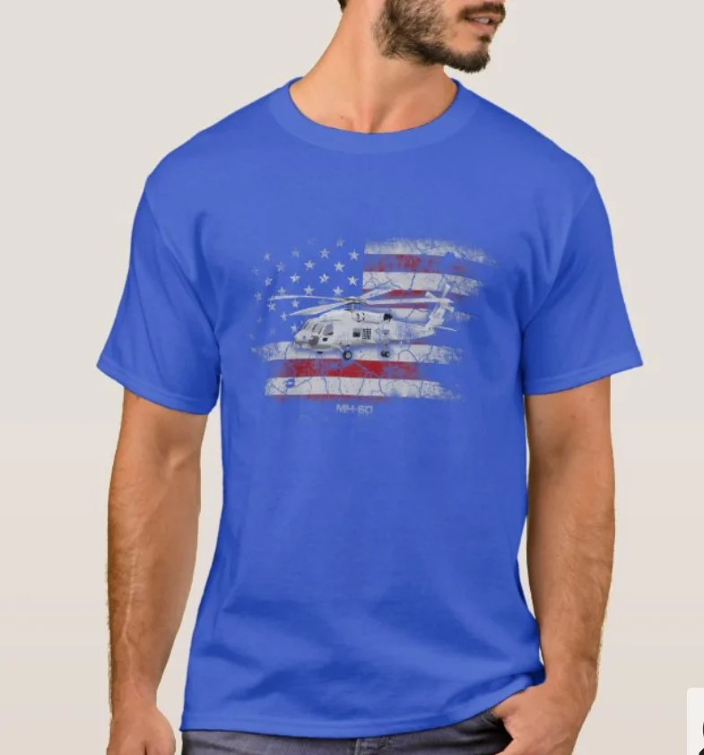 Vintage American Flag MH-60 Seahawk Helicopter Patriotic T-Shirt. Summer Cotton Short Sleeve O-Neck Mens T Shirt New S-3XL