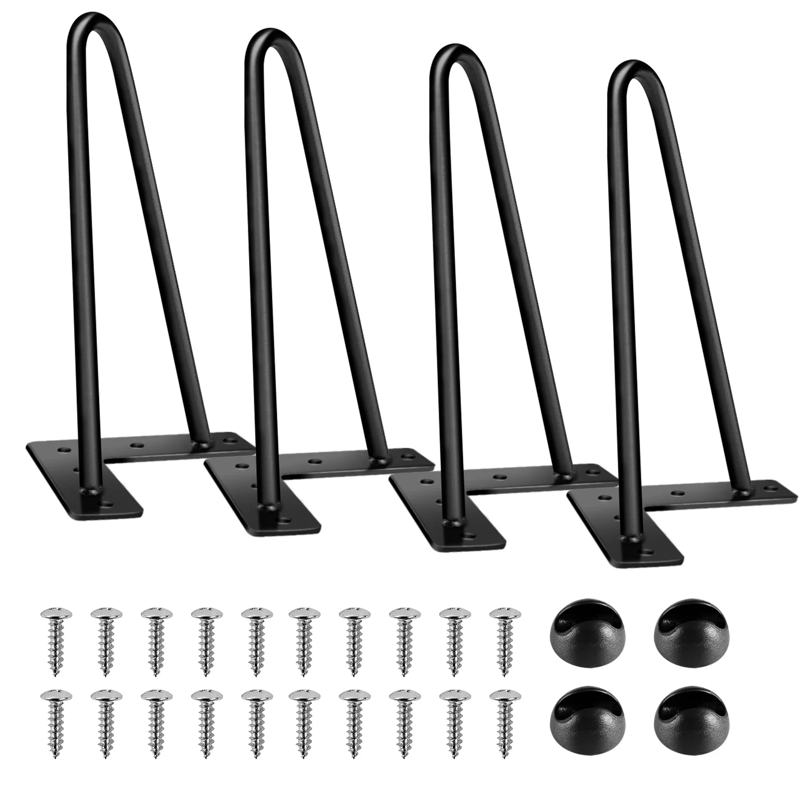 4 x Hairpin Table Hair Pin Legs Set Metal Steel Legs with FREE Feet Protector & Screws for Furniture Bench Desk DIY Projec