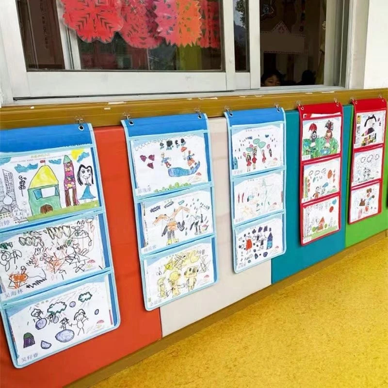 

Pocket Chart Haning Wall File for Kindergartens Cards Picture Display， for Kindergarten Homework Pictures Demonstrations