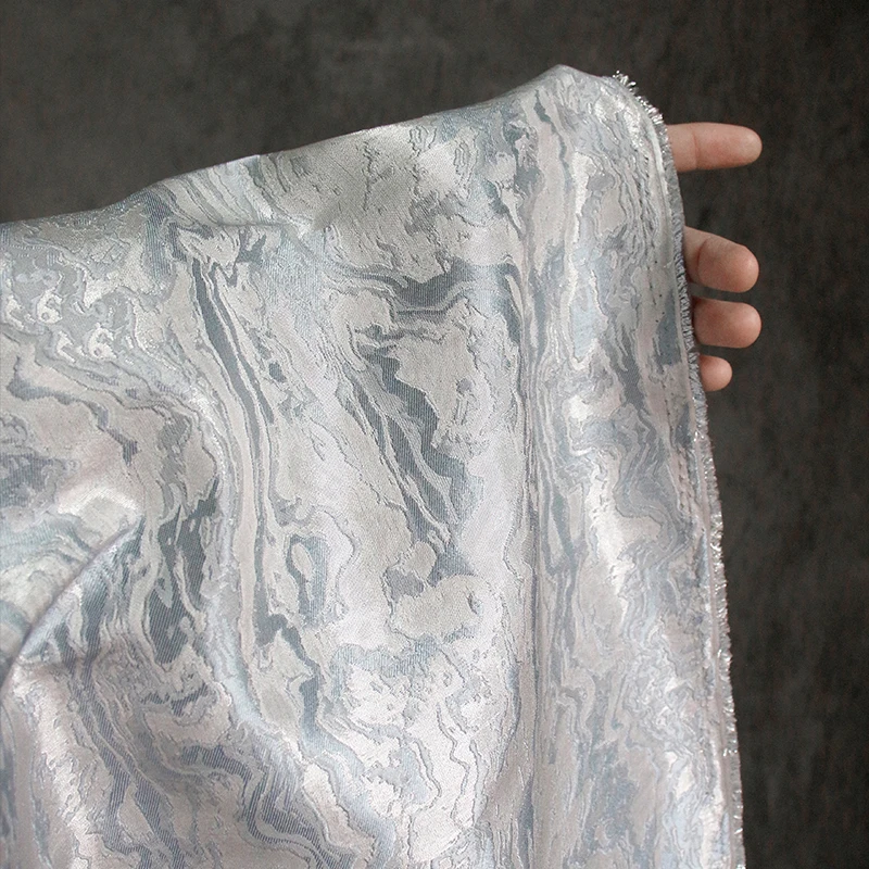 Fabric width165cmblended national style gray blue irregular texture jacquard retro DIY pillowcase curtain sofa clothing designer
