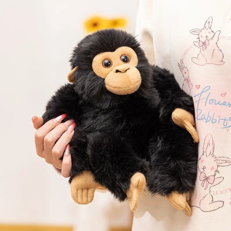 

Adorable Black Chimpanzee Stuffed Animal Plush Toy Soft Lifelike Monkey Doll for Desktop Decor Gift for Home Ornament