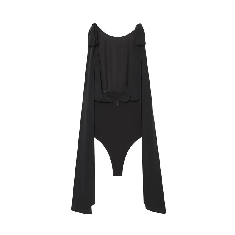 NINE ZAR Tuta da donna a vita alta con gamba dritta e nodo in georgette, design snellente, tessuto in poliestere, per pendolari