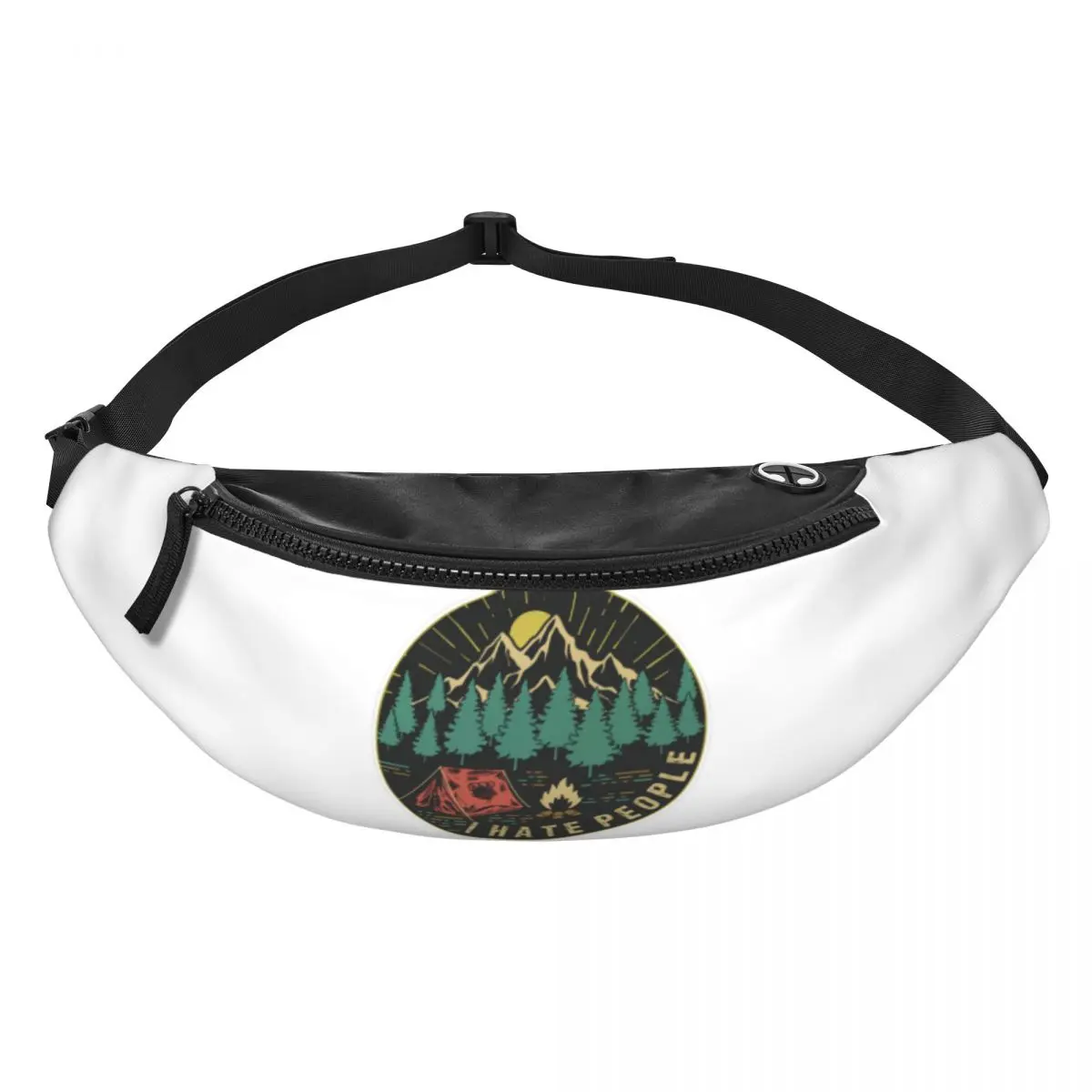 Ik Haat Mensen Camping Fanny Pack Vrouwen Mannen Custom Avontuur Wandelen Crossbody Heuptas Voor Fietsen Camping Telefoon Geld Zakje