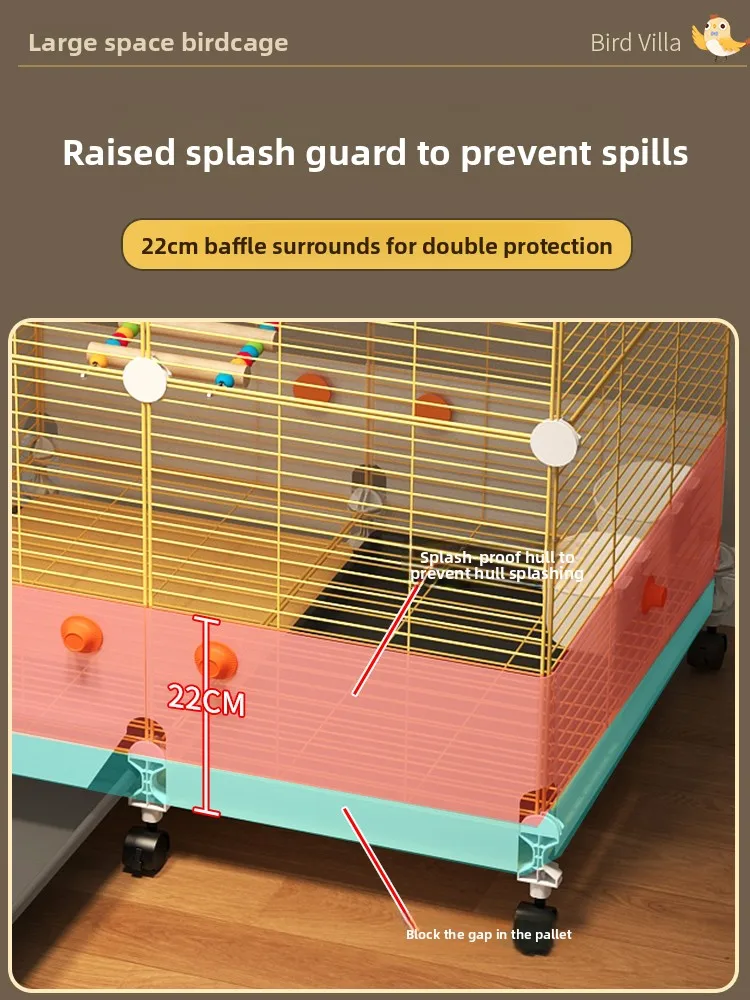 Parrot cage home large luxury ecological villa peony tiger skin Xuanfeng special new splashproof bird cage