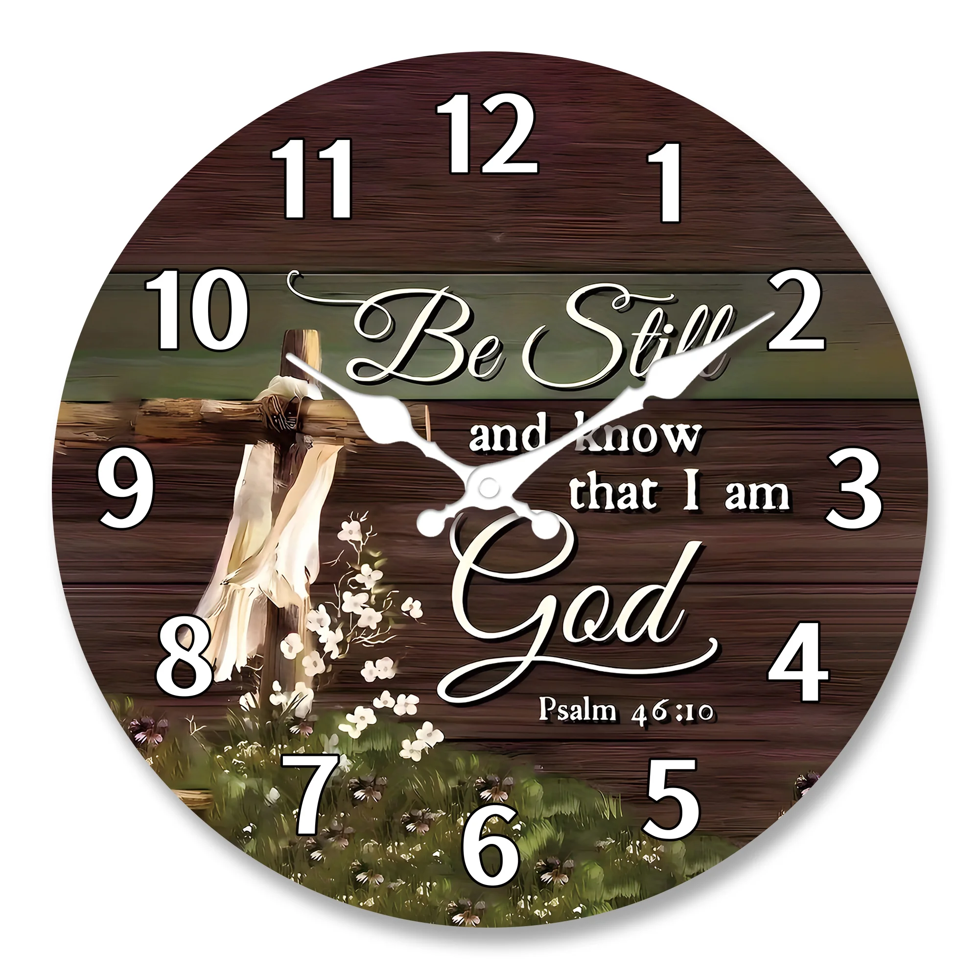 1pc Religious Wooden Wall Clock Living Room Decor, Religious Holiday, Birthday, New Year Gift (AA Battery Not Included), Prayer Room Accessory | Inspirational Decor | Wooden Frame Clock, Wall Clock Living Room