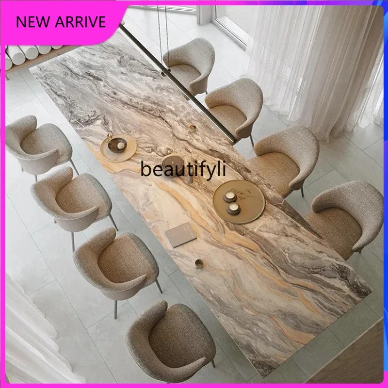 

A4567 Итальянский минималистичный натуральный мрамор, обеденный стол, элитный дизайнерский ресторан для виллы, роскошный каменный обеденный стол