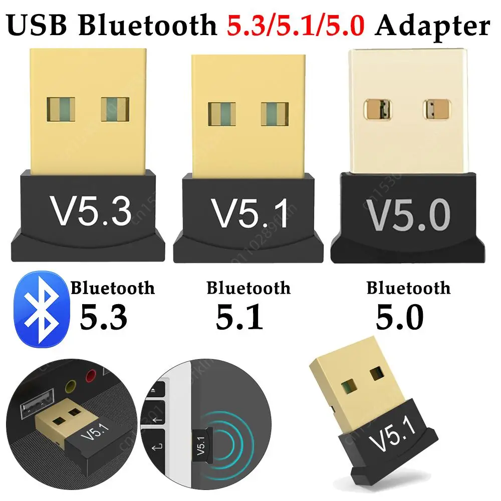 コンピューターおよびラップトップ用のドングル付きワイヤレスオーディオアダプター,Bluetooth 5.3, 5.1, 5.0,Windows 11, 10, 8, 1と互換性があります