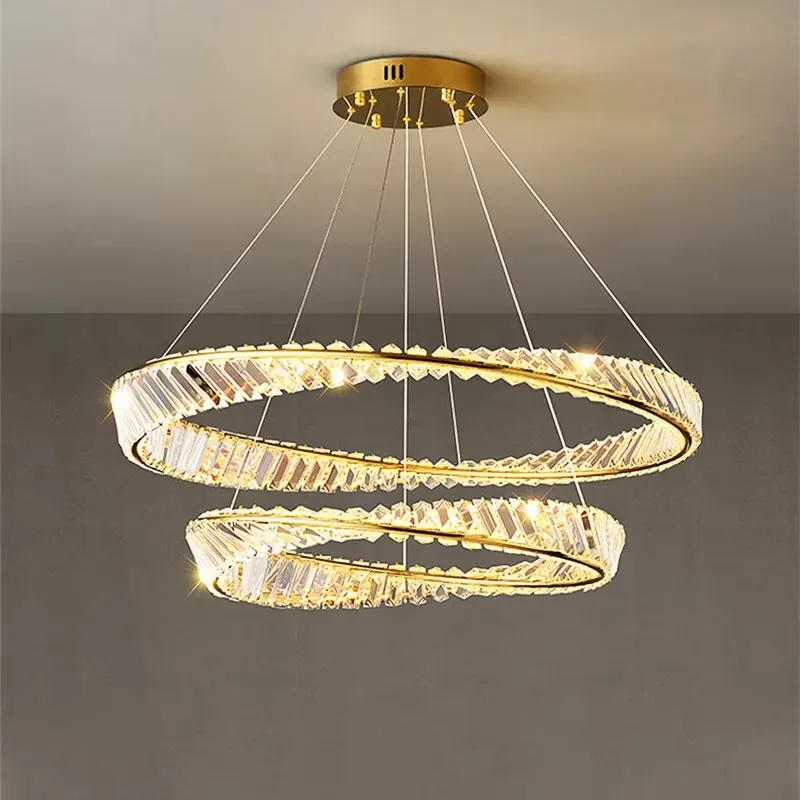 Modern Crystal Led Chandelier For Dining Room Living Room Kitchen Bedroom Ceiling Pendant Lamp Gold Remote Control Hanging Light
