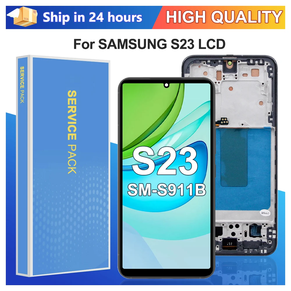 TFT S23 Screen for Samsung Galaxy S23 S911B S911B/DS Lcd Display Digital Touch Screen with Frame Assembly  Replacement