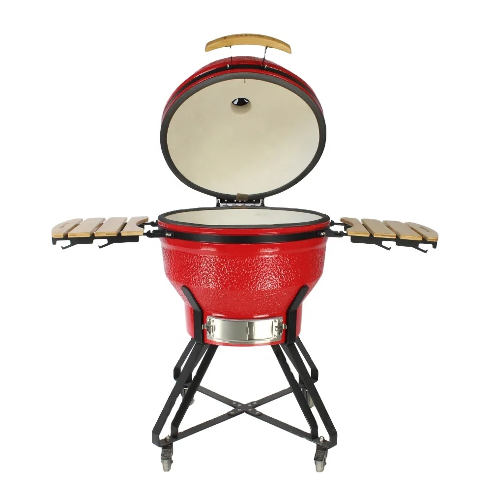 26inch KIMSTONE KimBer Series Red Stone Pattern Kamado Grill Large Interior Space Charcoal Ignition Modern Design for Home