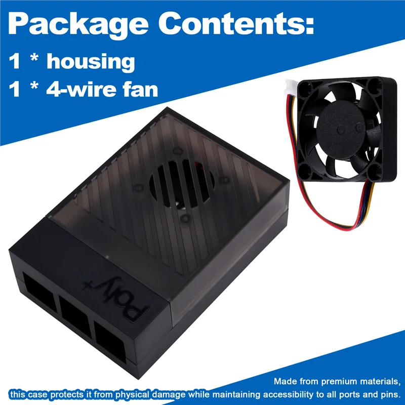 M01K For Raspberry Pi 5 Case With Cooling Fan Enhanced Protection Durable Design Easy Assembly Perfect Fit Black