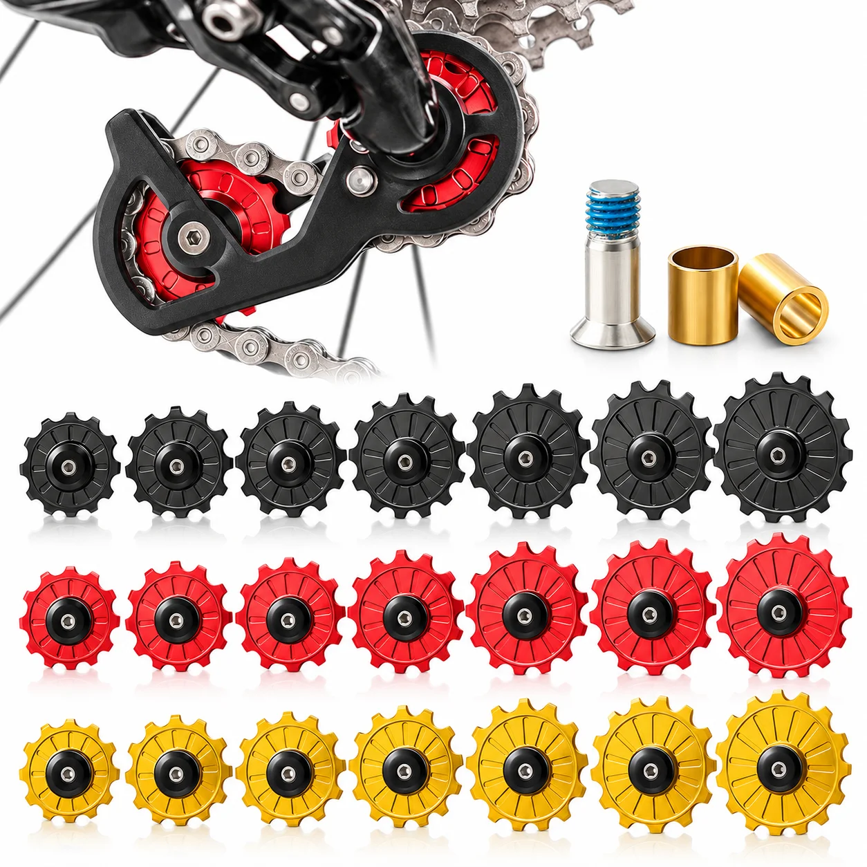 1PCS Rear Derailleur Jockey Wheel Ceramic Pulley MTB Pulleys Road Bike Ceramics Bearing Guide Wheel 11/12/13/14/15/16/17T