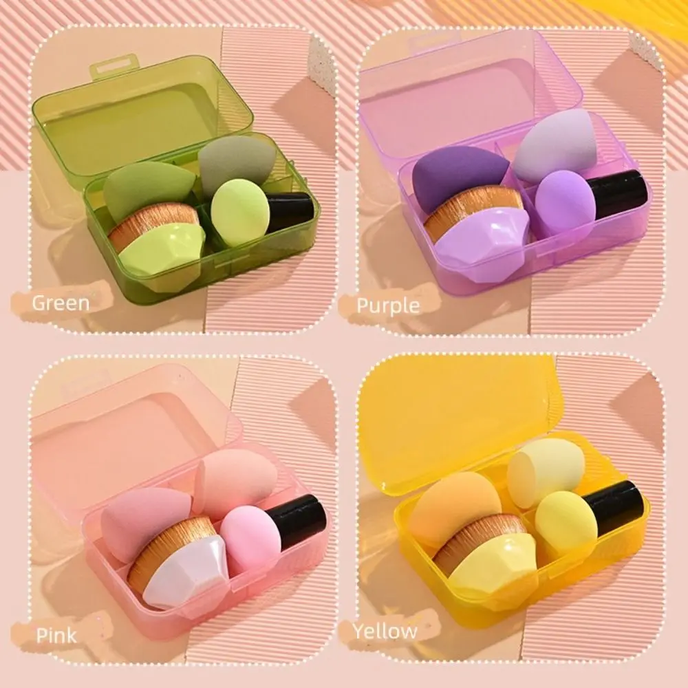 4Pcs Weiche Pro Foundation Cosmetic Puff Set Mit Box Make-Up-Tool Schwamm Pulver Trocken Nass Benutzerdefinierte Kissen Puffs Make-Up