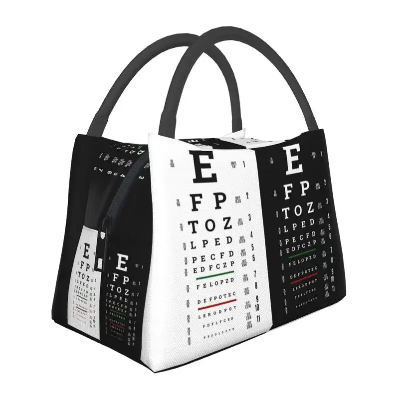 Snellen Eye Test Lunch Bag Isolado, Optometrista Optometrista, Refrigerador Térmico Reutilizável, Lancheira para Mulheres, Tote de Piquenique