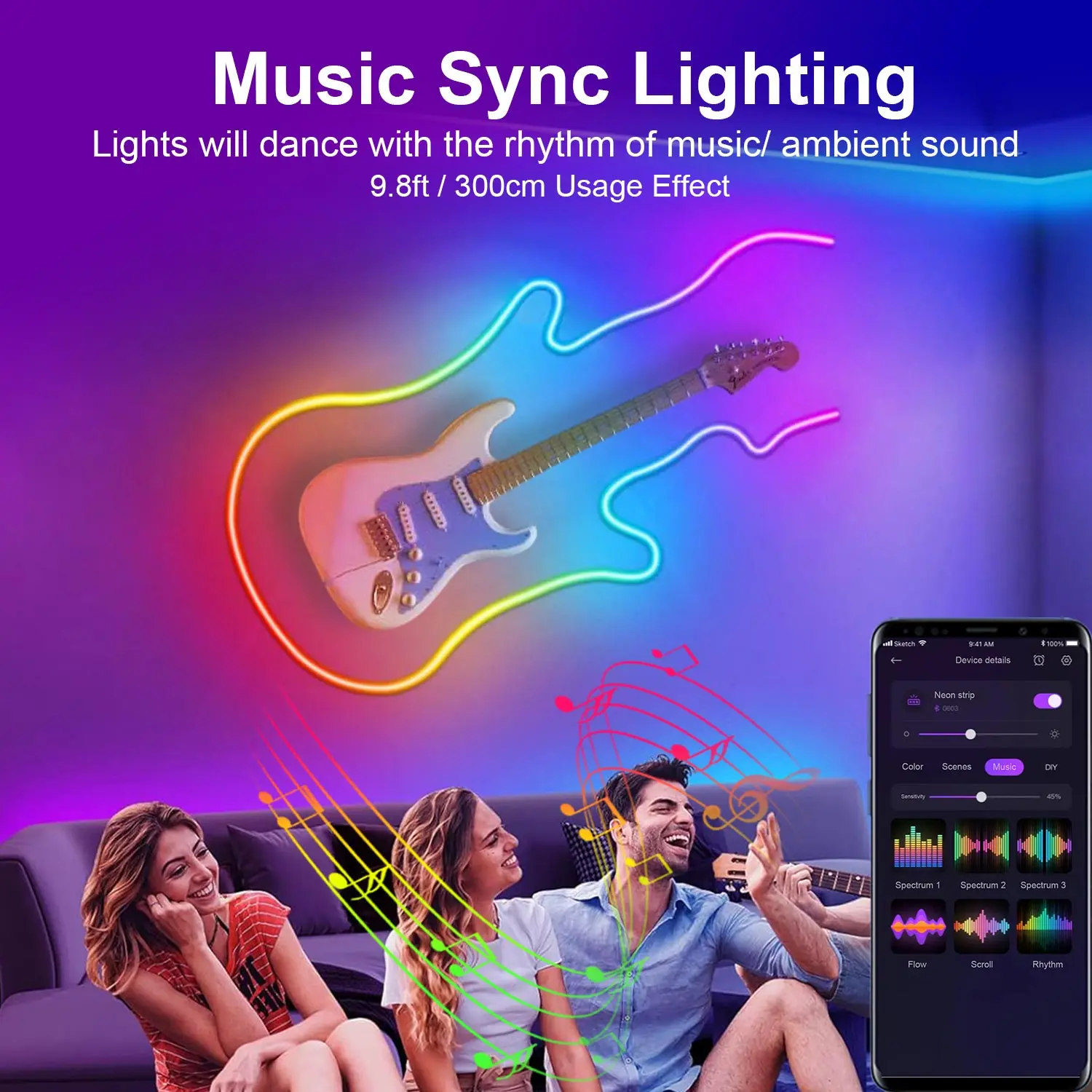 Neon LED Strip Lights 1m 2m 3m Silicone Neon Rope Light Music Sync DIY APP MeRGBW Multicolor Chasing Strip Tape Room Wall Decor