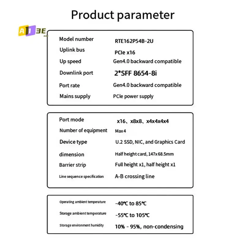 

A13E-Двухканальный адаптер Pcie X16 на 2X Slimsas SFF-8654 8I XIC PE4165 PCI4.0 Удлинительный адаптер