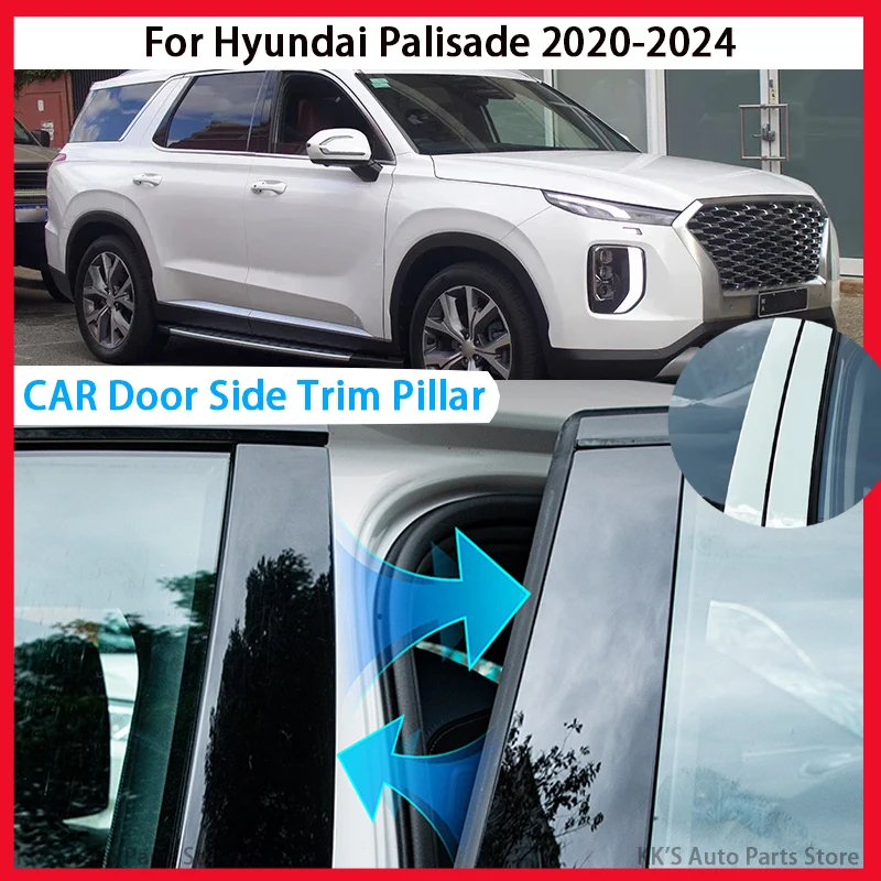 

Window Trim Pillar Posts Decal Door Sticker Cover Car Accessories Glossy Black Fit For Hyundai Palisade 2020 2021 2022 2023 2024