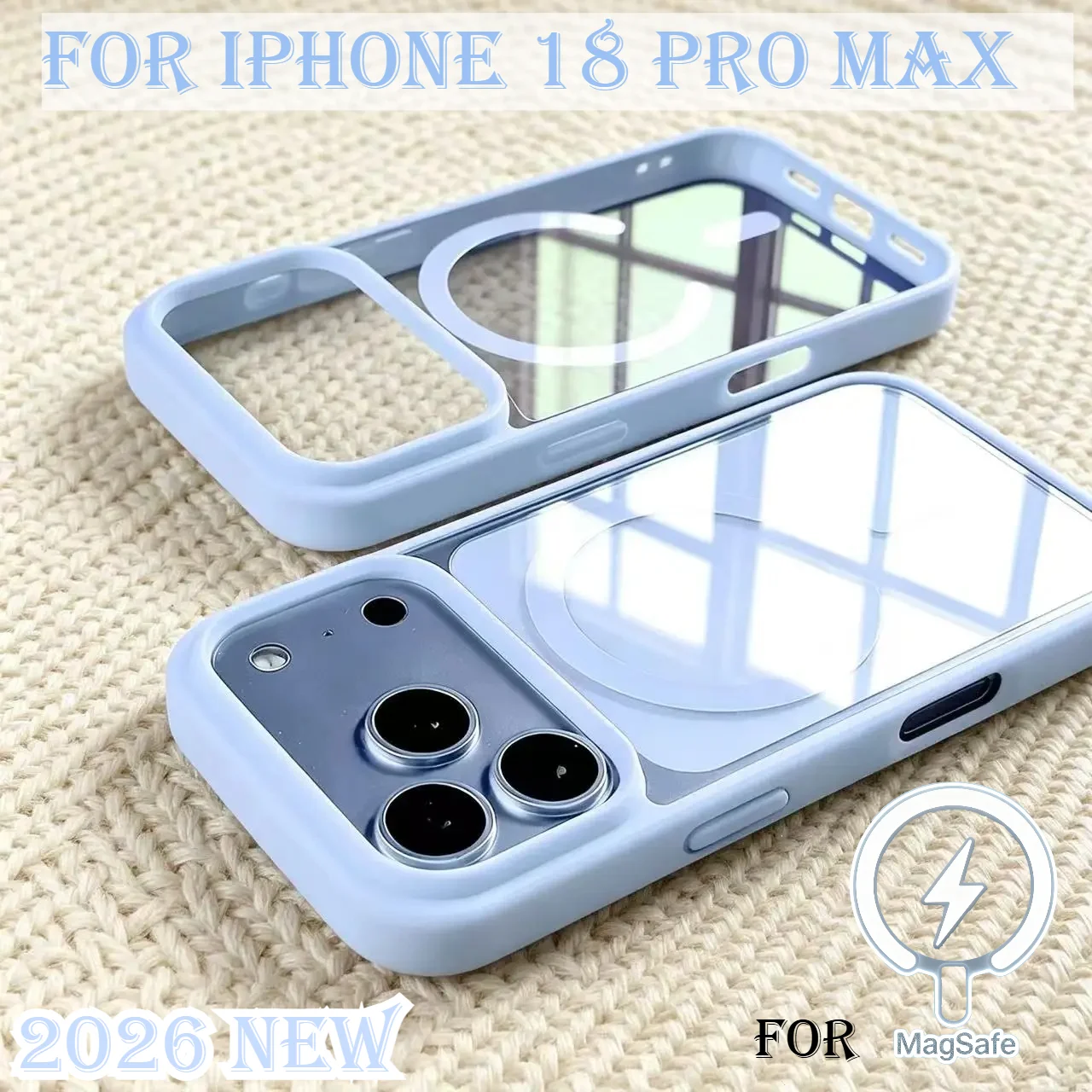 Fundas de Teléfono Modernas con Carga Inalámbrica Magsafe para iPhone 18 Pro Max, 17 Pro Max 5G, Parte Trasera Acrílica Transparente HD, TPU+PC, Resistentes a Impactos