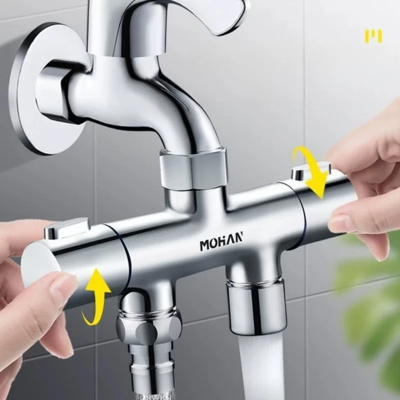 Grifo de latón para lavadora, 1 entrada y 2 salidas, separador de agua de tres vías, grifo desviador de agua fría multifuncional