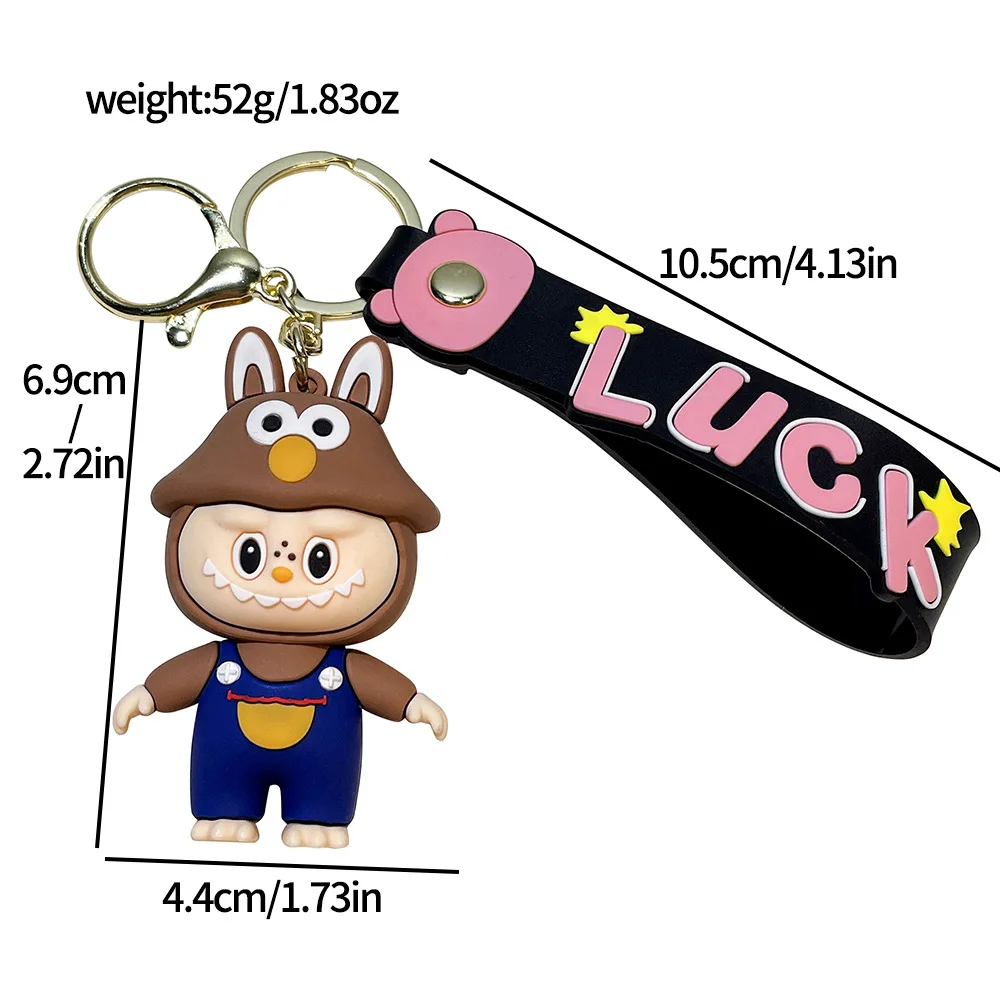 Cute Key Chain Anime Labubu Bucktooth Sheep Car Keychain for Bag Charms Doll Keyring Men Women Jewelry Wholesale Couple Gifts