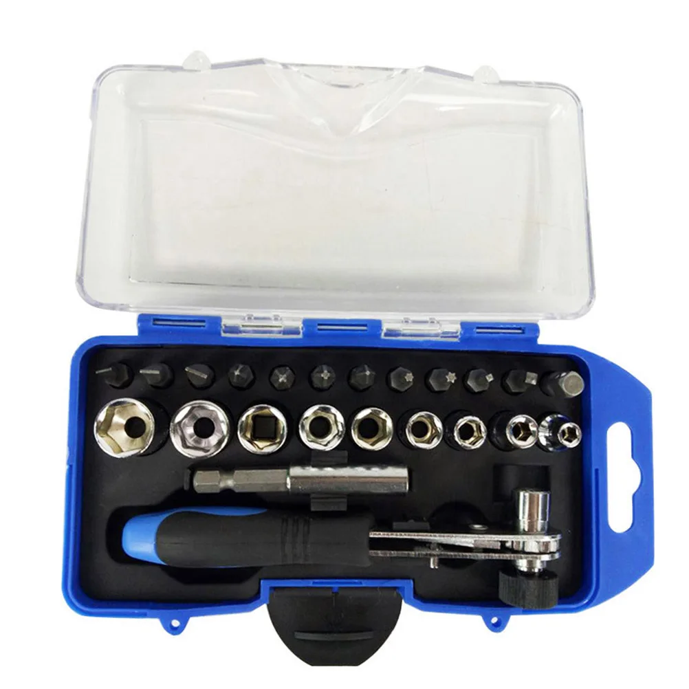 

23pcs Wrench Set Durable Tools Ratchet Handle Ergonomic Home Car Repair Spanner Kit Sleeve Socket Bits