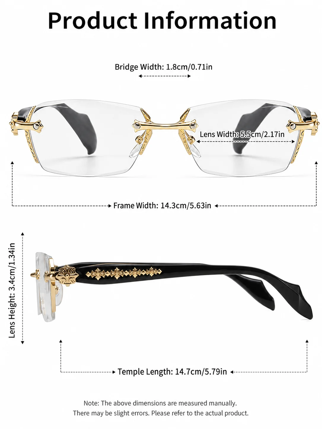 フレームレスのブルーライトカットメガネ。男女兼用。長方形のフ - Men'S Fashion Rimless Glasses のレビューと価格