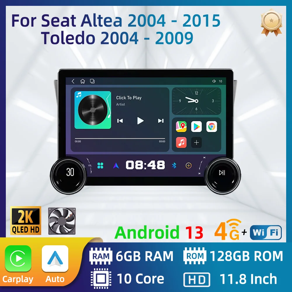 

Android Car Radio 2 Din For Seat Altea 2004 - 2015 Toledo 2004 - 2009 Screen GPS Navigation Multimedia Audio Head Unit Autoradio