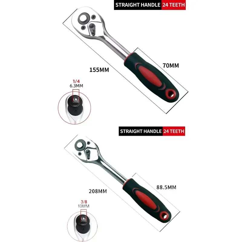 24 أسنان 1/4 "3/8" بوصة عزم الدوران ومفتاح ربط بسقاطة سريع الإصدار عكسها المهنية الثقيلة اسئلة أدوات يدوية أدوات السيارات