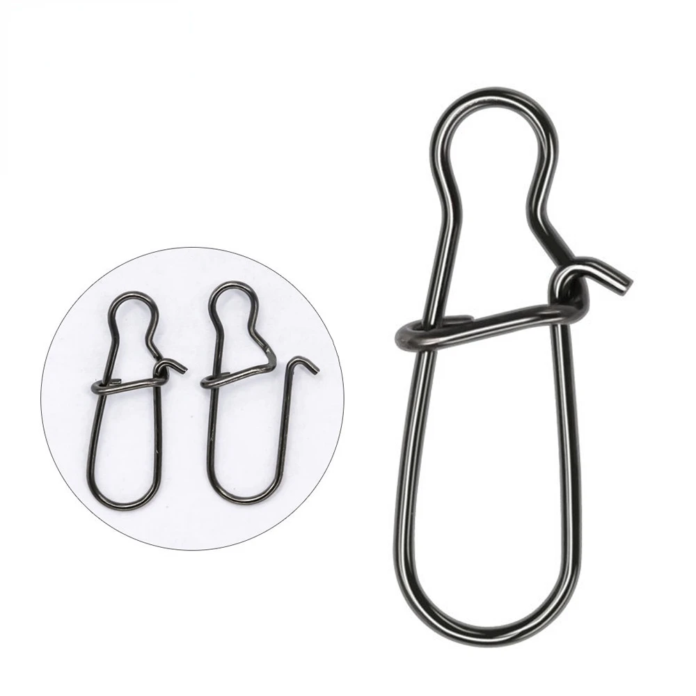 TIANNSII 50pcs/lot Stainless Steel Fishing Snaps Fastlock Clips Size 000-6 Safety Connector Accessories Tackle for Lures Hook