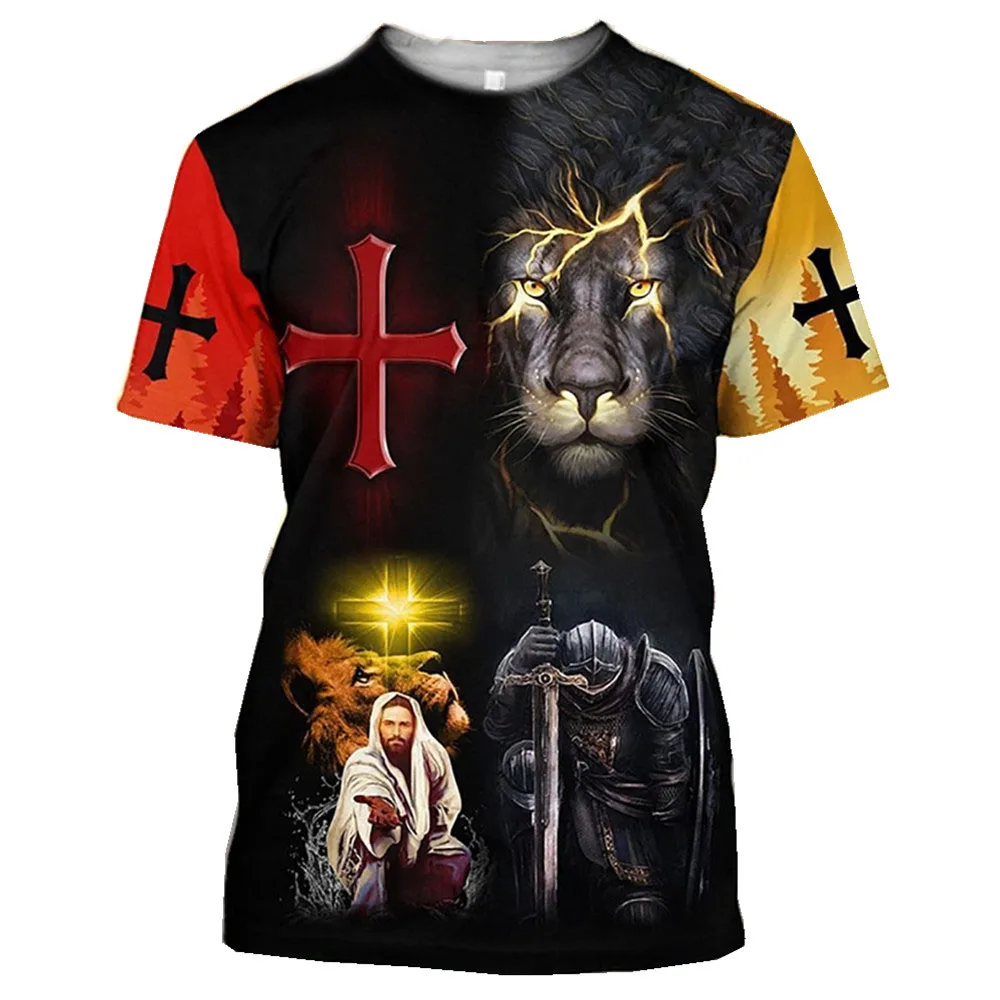 Jesus Christ Men\'s T-Shirts 3D Printed T Shirt For Men O Neck Cotton Oversized Clothes Male Harajuku Vintage Short Sleeve Tops