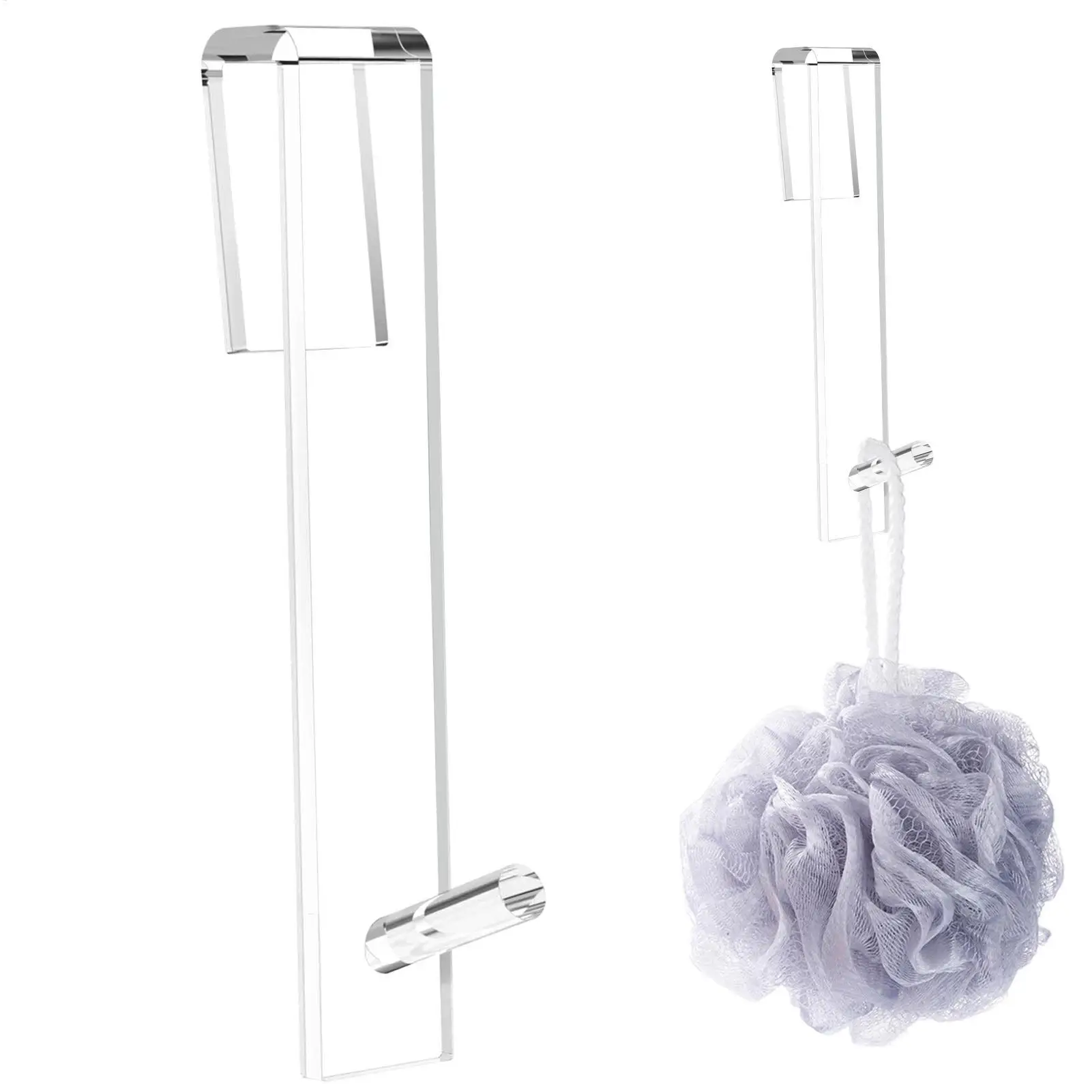 Acrylic Bathroom Shower Door Hook Over Glass Door Shower Towel Rack Punch-Free Bathroom Bathrobe Hanger Transparent Towel Hooks - view 5