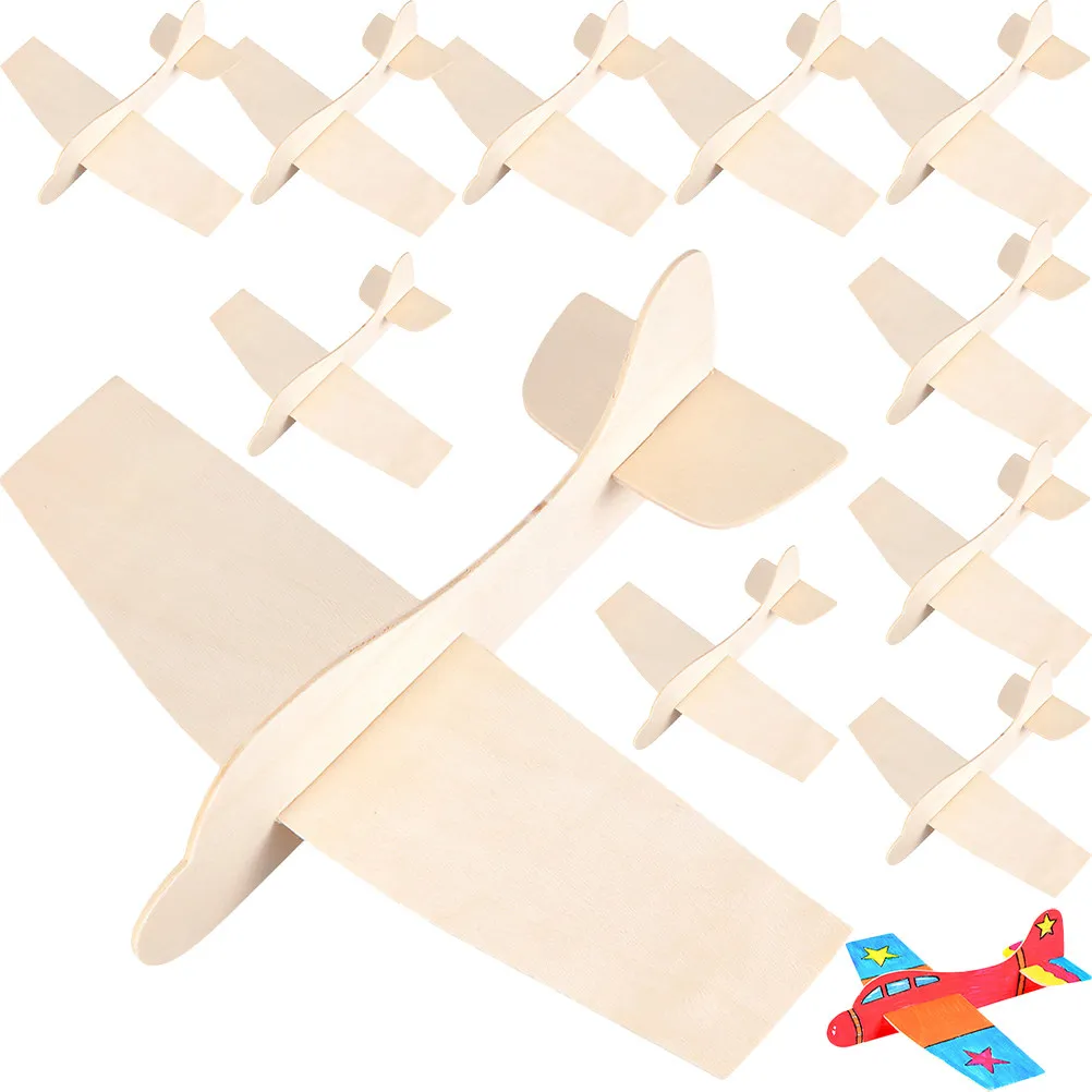 12Pcs Wood Airplane Blank Assemble Planes DIY Painting Educational Creative Activity for Kids Airplane Toys Plane Toy