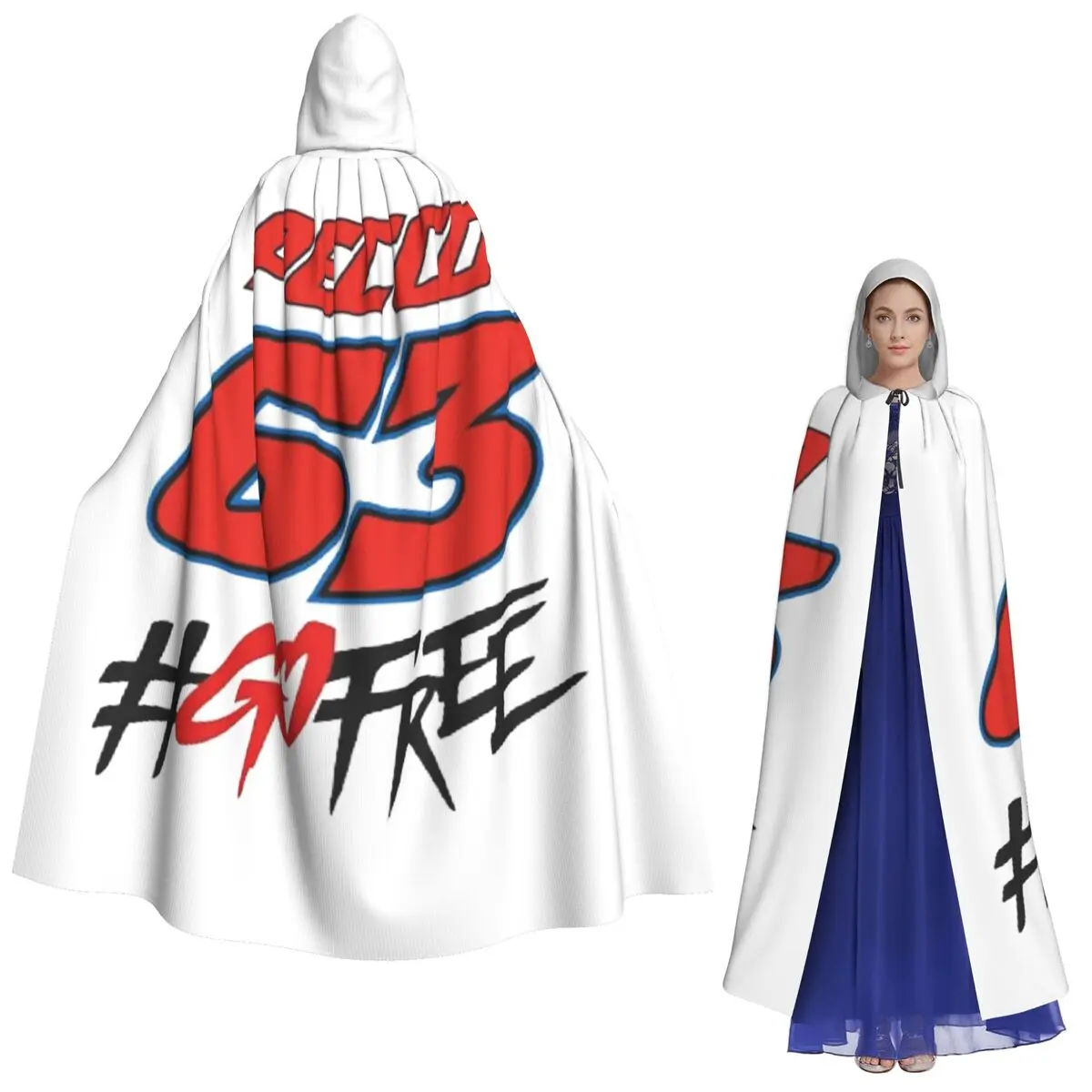 Pecco Bagnaia 63 Go Free عباءة طويلة بقلنسوة ساحرة القرون الوسطى زي تنكري كيب الهالوين مصاص دماء الكبار للجنسين