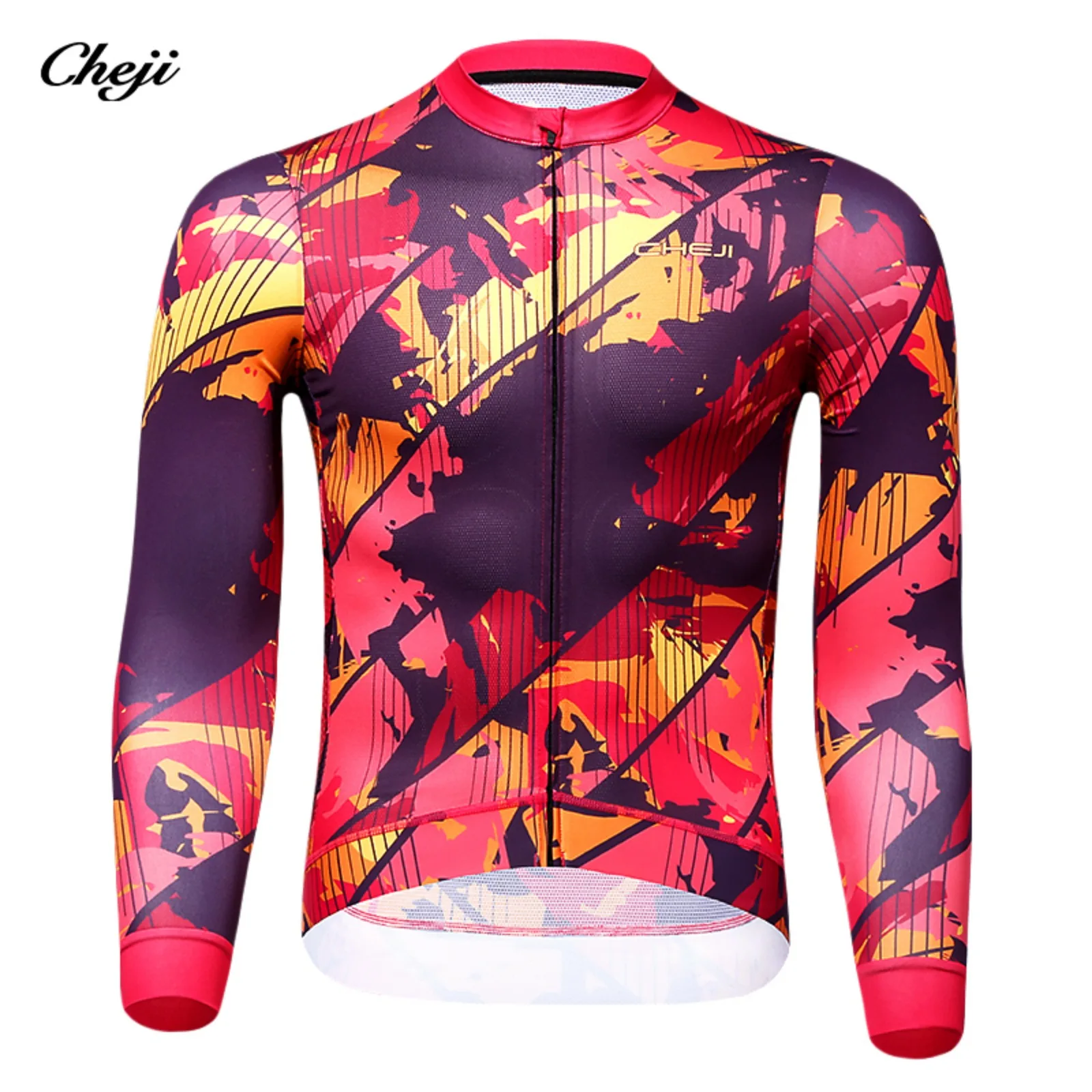 CHEJI Autumn Cycling Jerseys Long Sleeves Full-zips Clothing Riding Bike Sports for Men Breathable Slim Cycling Equipment 2024