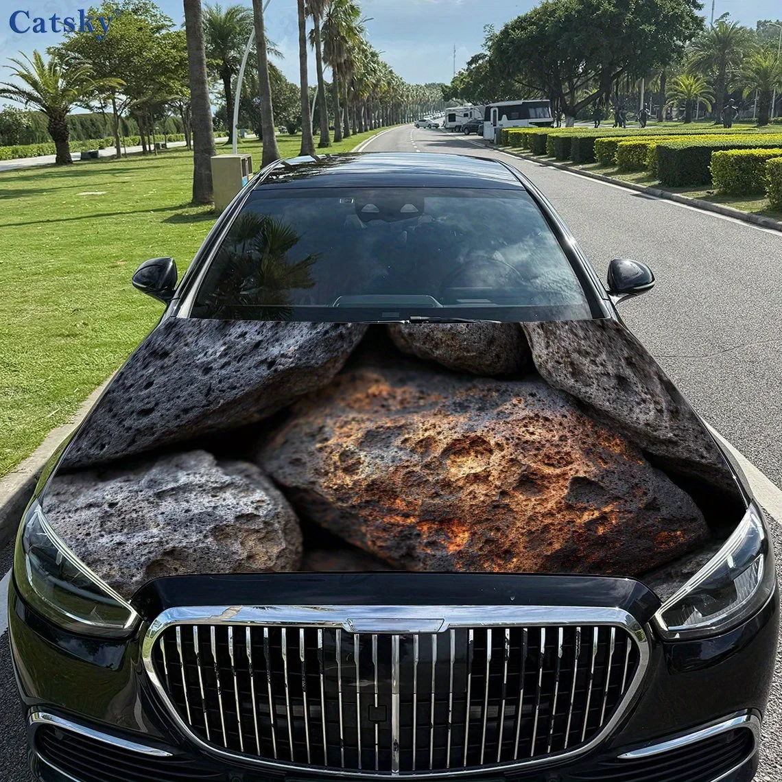

Realistic rocks Car Hood Sticker PVC Self Waterproof Stick, Striking Auto Exterior Accessories Decor Protect Gift for Car Lover