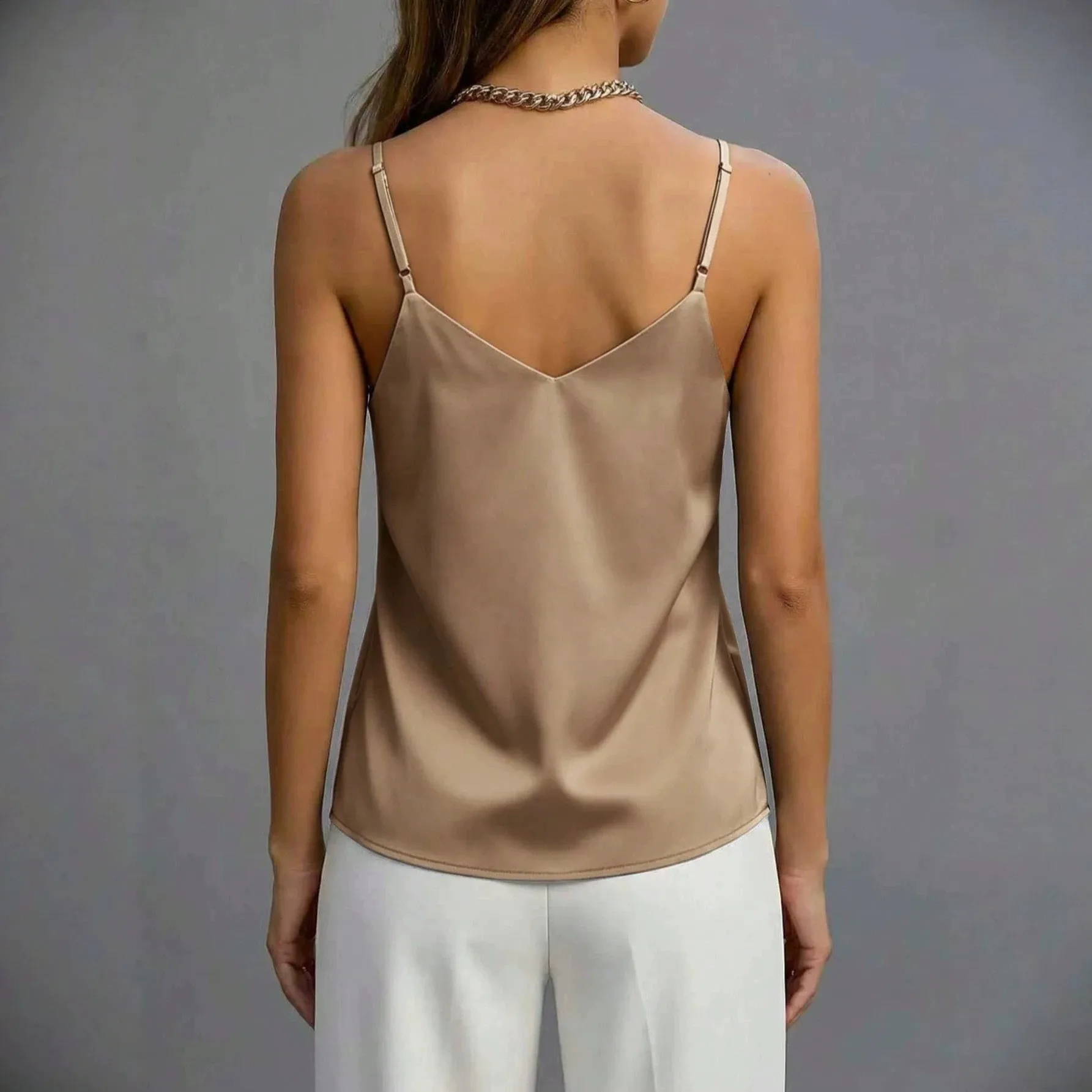 No Stretch Spaghetti Straps Top Straight Fit Japanese and Korean Casual with Thin Strap Vest Tanks Top Unpadded Autumn for Women