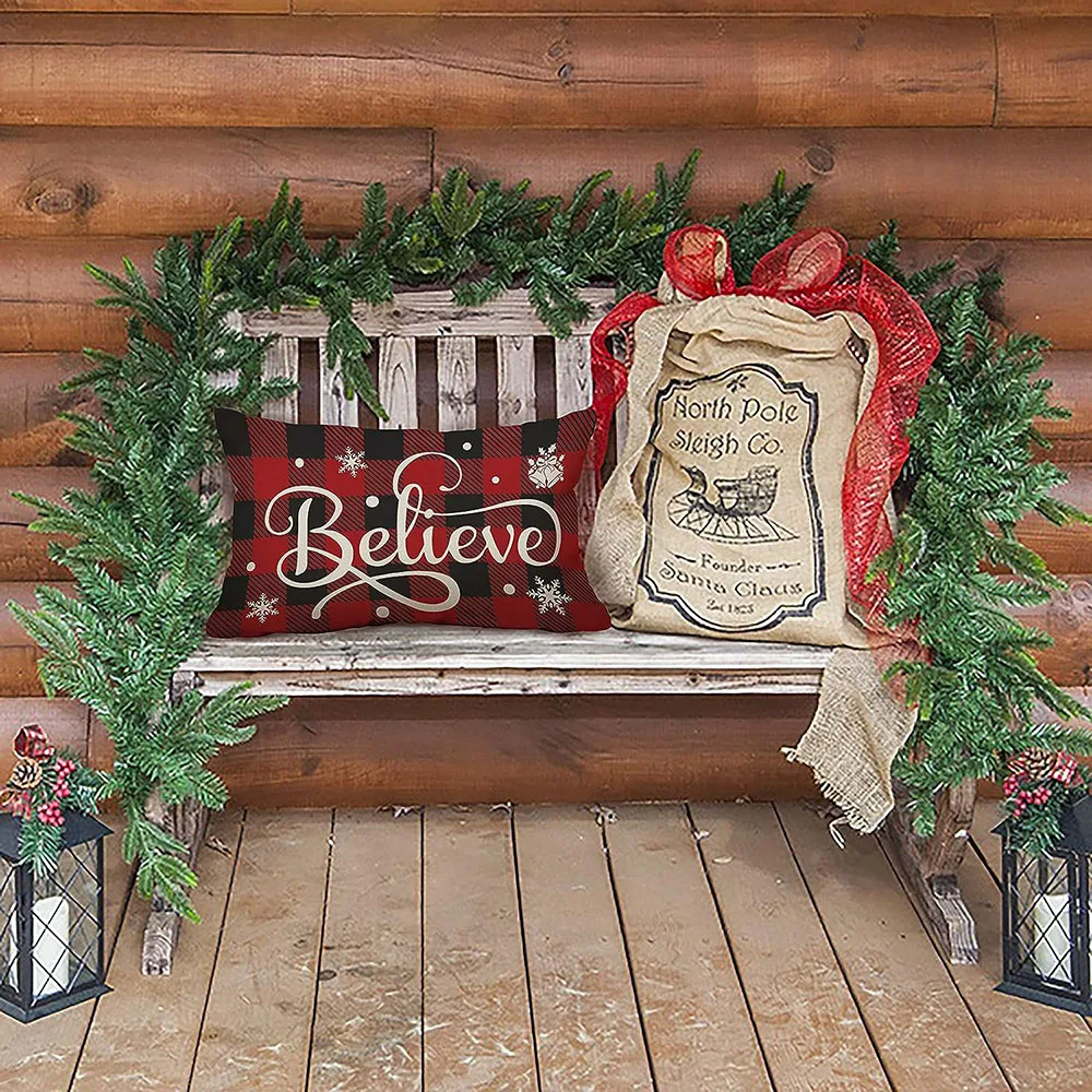 Wesołych Świąt dekoracyjna poszewka na poduszkę lniana poszewka na pościel pokrowiec na poduszka dekoracyjna Xams poszewka na poduszkę 30x50cm