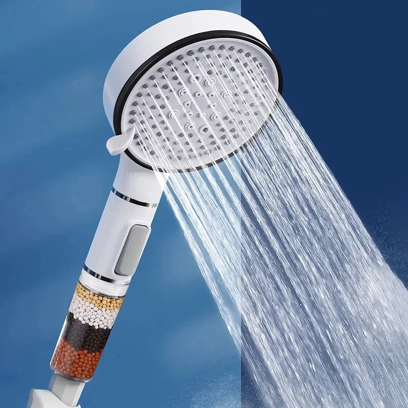 Pommeau de douche haute pression, 5 Modes, filtre Anti-calcaire, hygiénique, élimine le Calcario, douche avec support et tuyau, accessoires de bain