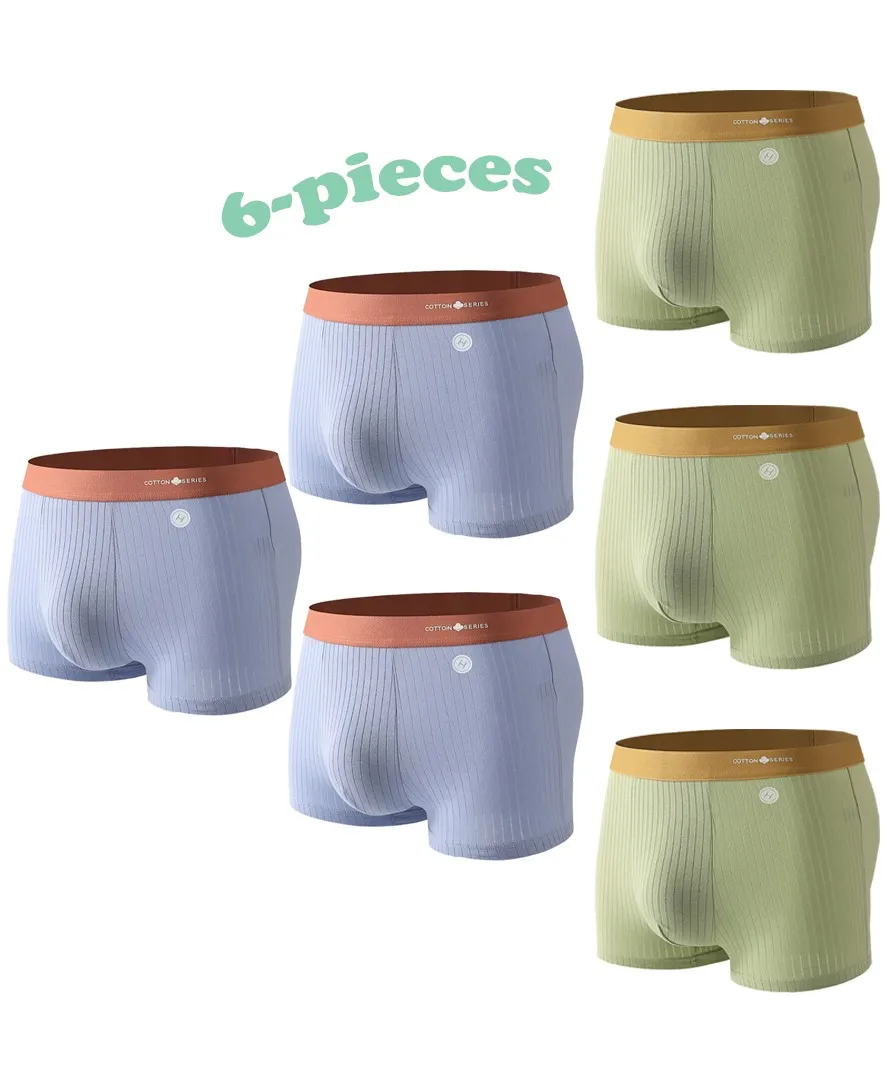 

Набор мужского нижнего белья из 6 штук Elevate Comfort — бесшовный, ребристый полиэстер, без этикеток, однотонные и разноцветные варианты