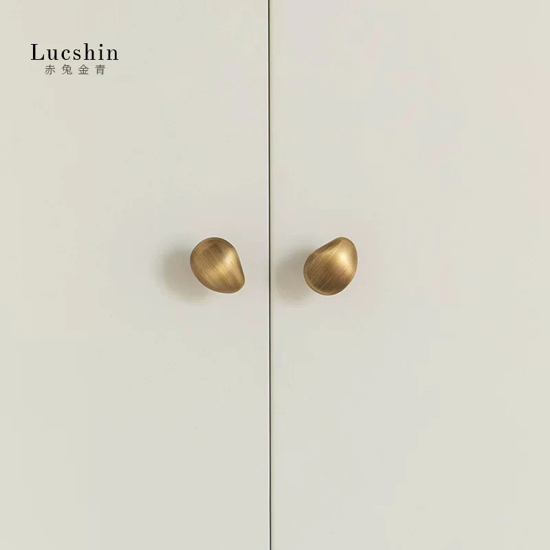 European Solid Brass Single Hole Drawer Knob, Small Golden Furniture Pull