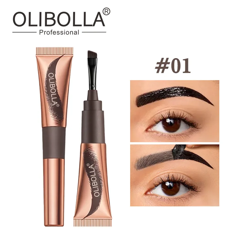 Gel para cejas de cuatro colores, resistente al agua y de larga duración, semipermanente, líquido marrón Natural, potenciador de cejas, tatuaje y tinte de cejas, maquillaje