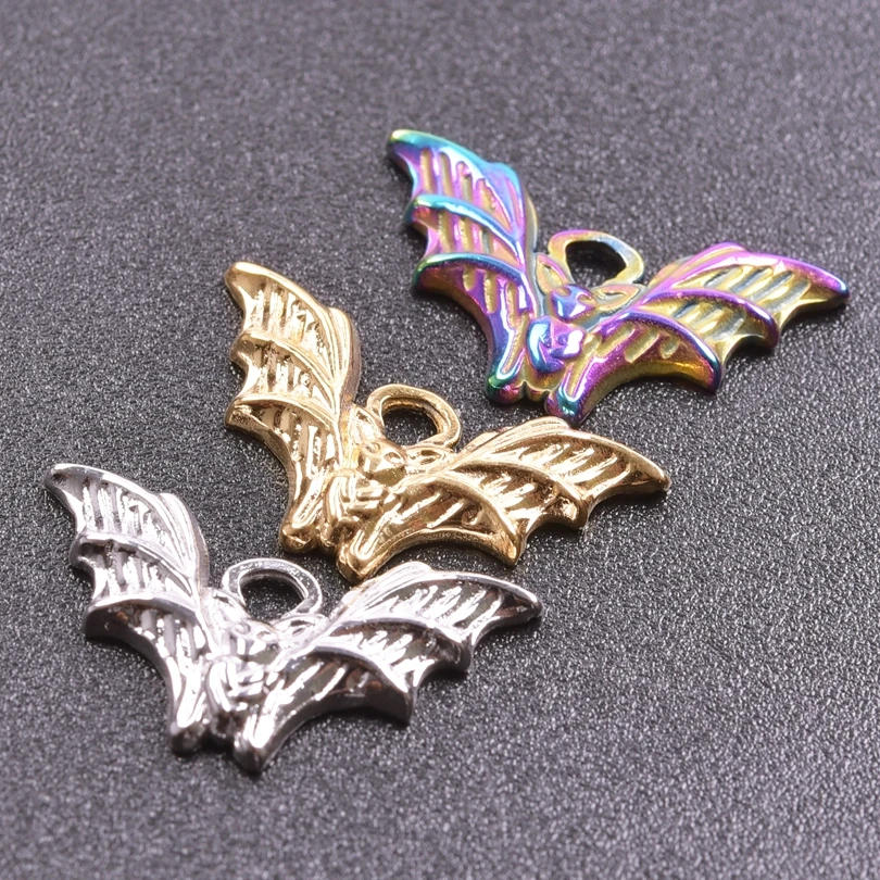 Wholesale Punk Bat Pendants For Jewelry Making Supplies Vintage Stainless Steel Charms In Bulk Accessories Halloween Accessories