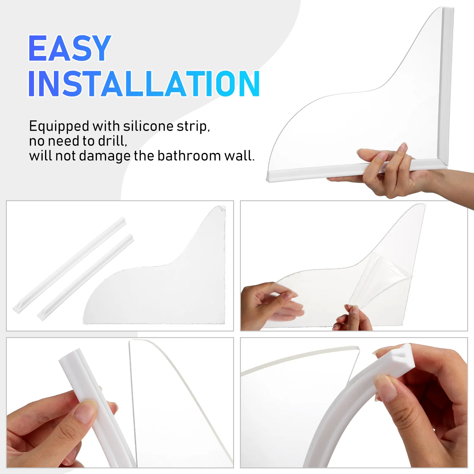 2pcs Transparent Acrylic Corner Splash Guard for Bathtub, Wash Basin & Shower Tub – Water Stopper Shield