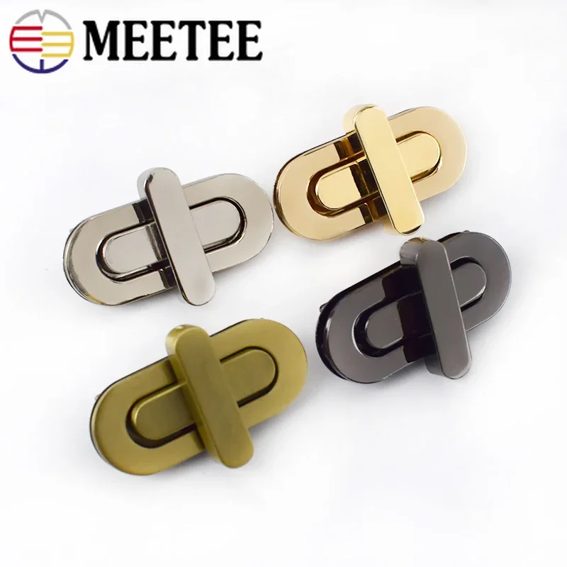 2/4pcs Meetee 42*18/34*16mm Bag Turn Twist Lock Buckles Metal Purse Handbag Decor Mortise Closure Clasp DIY Hardware Accessories