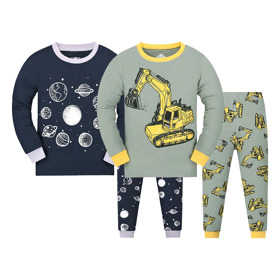 Casual and Comfortable Children Sleepwear Set Unisex Animal Pattern Long Sleeve and Pants Pajama Sets Help Kids Restful Sleeping