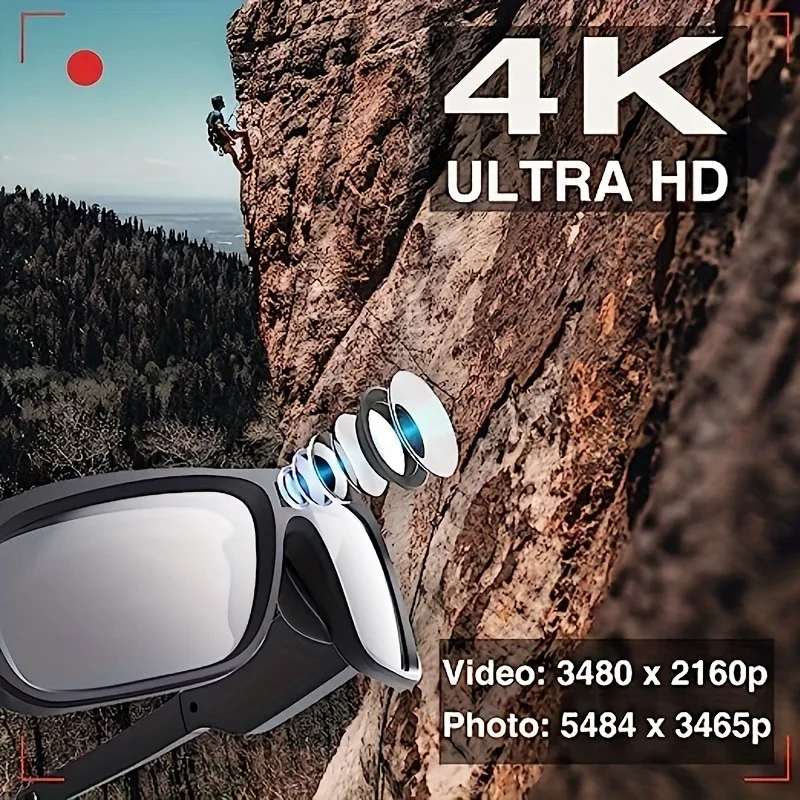 4K HD camera glasses video smart glasses, outdoor mini camera, human body camera, cycling recorder camera, suitable for cycling